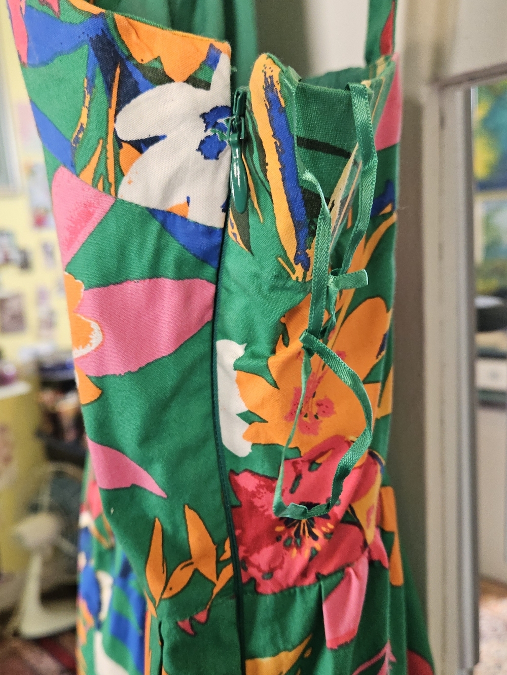 J Crew Green Tropical Floral Halter Maxi Dress - Picture 3 of 4